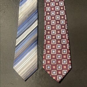 Kenneth Cole Reaction Blue Striped and Jones NY Red Geometric Ties
